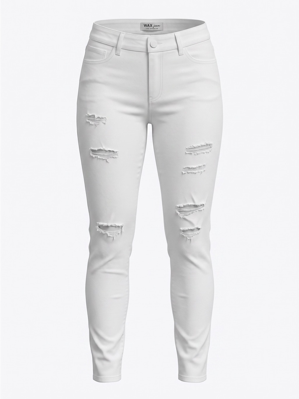Wax Jean White Straight-Leg Distressed Jeans